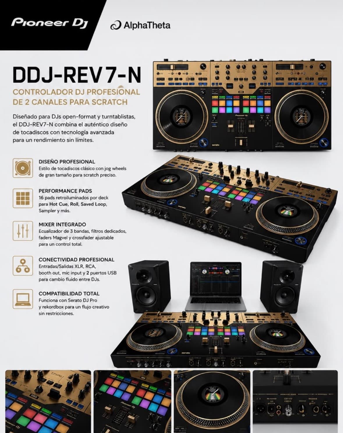 Controlador Pioneer Alpha Tetha DDJ-REV7 N Gold (Dorada)